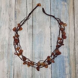 Carnelian Nugget Cord Necklace.